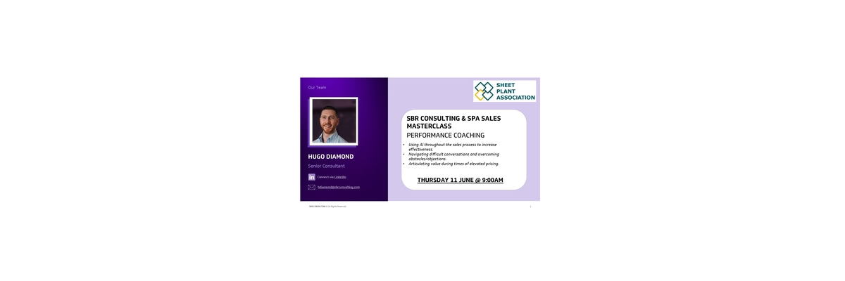 Book Now : SPA Sales Masterclass for Members : "Performance Coaching"